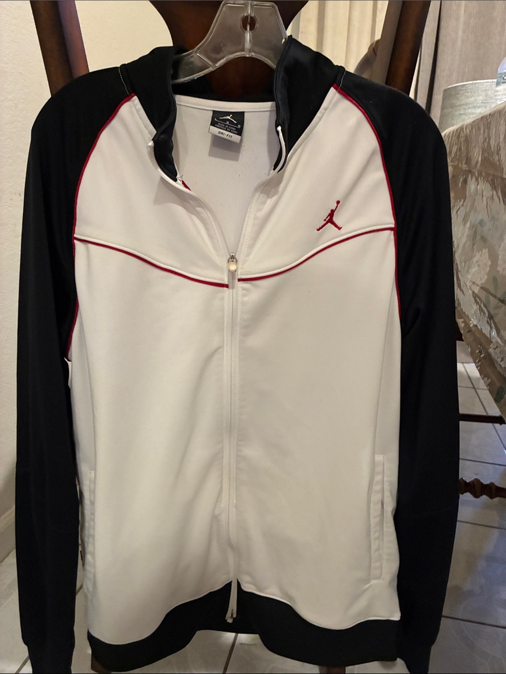 Nike White, Black & Red Jordan Full-Zip Bomber Jacket
